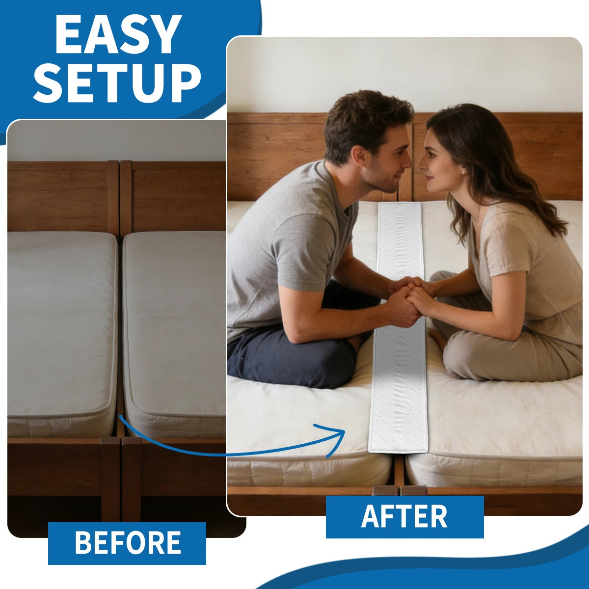 AGALI Bed Bridge Twin Size to King Size Bed, Memory Foam Waterproof Mattress Gap Filler, Twin Size to King Size Bed Converter, 75" x 12"