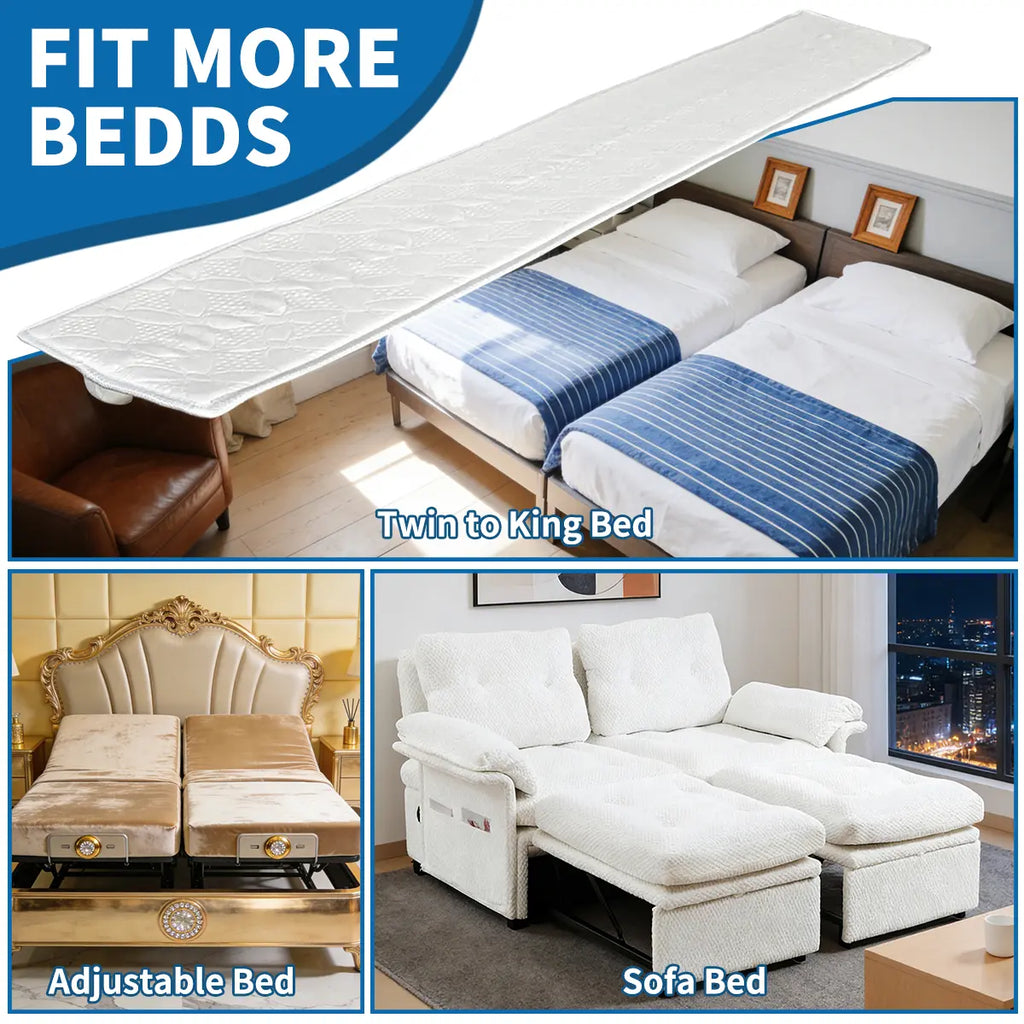 AGALI Bed Bridge Twin Size to King Size Bed, Memory Foam Waterproof Mattress Gap Filler, Twin Size to King Size Bed Converter, 75" x 12"