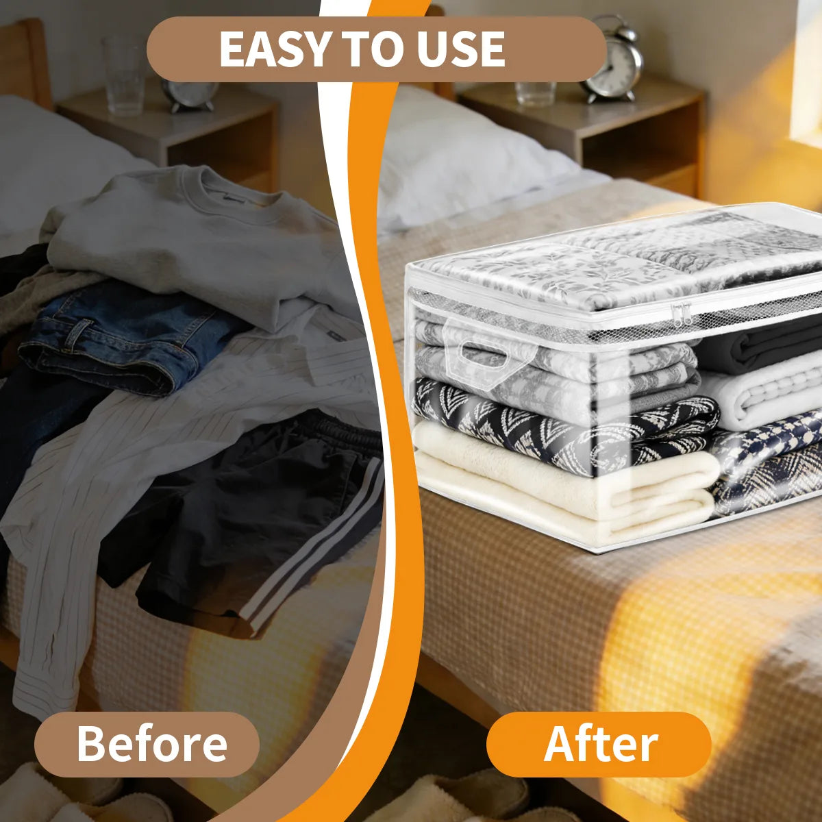 AGALI Jumbo 20-Gallon Clothing Storage Bag Jumbo Size, Heavy-Duty Zipper & Clear Panel, Space-Saver for Comforters, Blankets, and Seasonal Clothes (2 Packs)