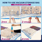 AGALI XXL Jumbo Vacuum Storage Bags, 47"x35" Extra Large Vacuum Bags for Comforters, Blankets & Bedding, Includes a Manual Pump (4-Pack)