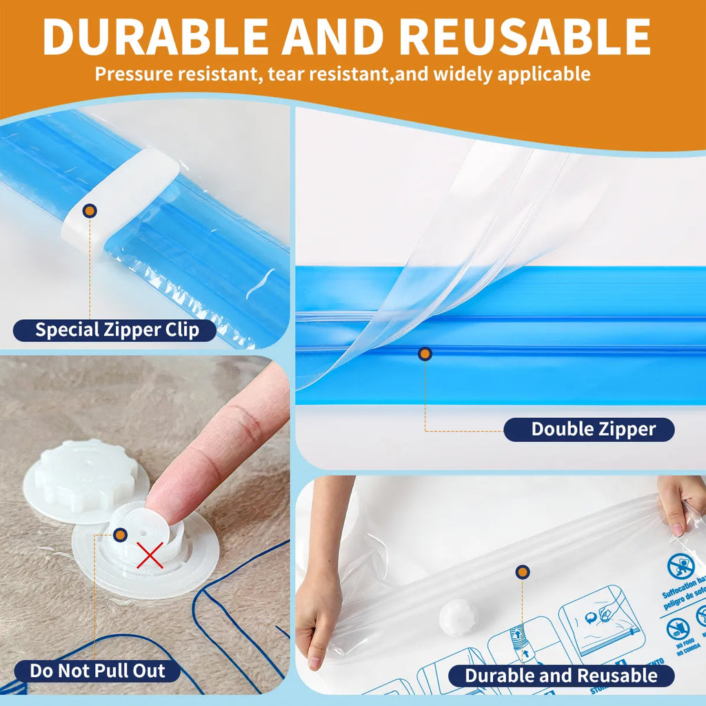 AGALI XXL Jumbo Vacuum Storage Bags, 47"x35" Extra Large Vacuum Bags for Comforters, Blankets & Bedding, Includes a Manual Pump (6 Packs)