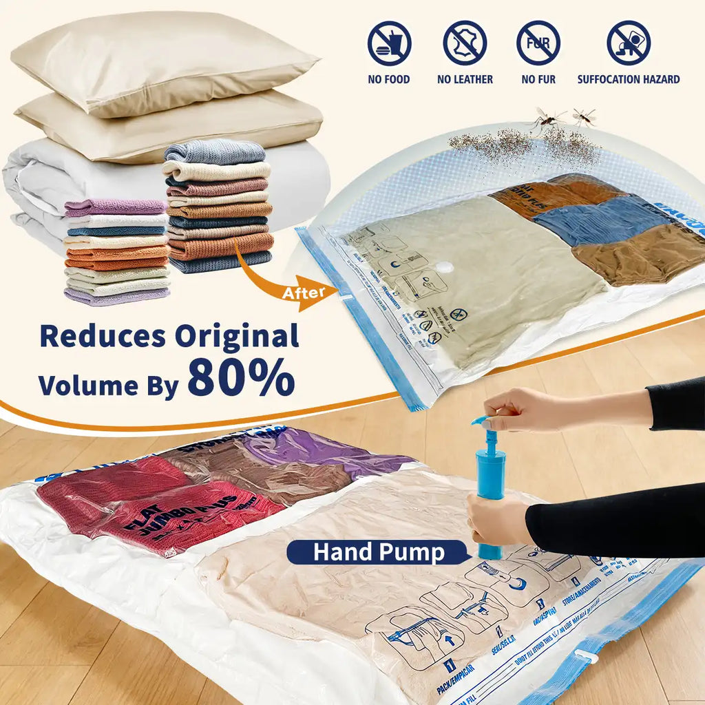 AGALI XXL Jumbo Vacuum Storage Bags, 47"x35" Extra Large Vacuum Bags for Comforters, Blankets & Bedding, Includes a Manual Pump (6 Packs)