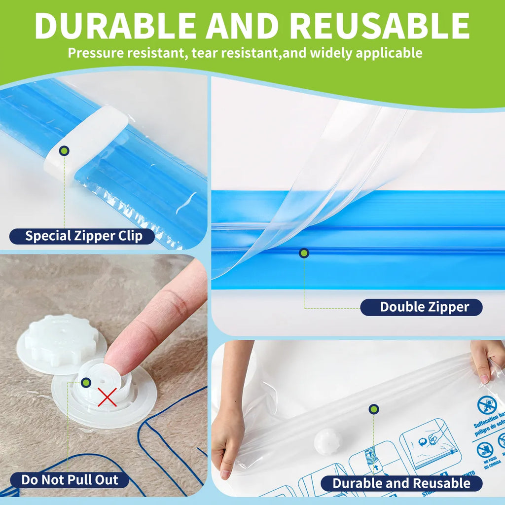 AGALI XXL Jumbo Vacuum Storage Bags, 47"x35" Extra Large Vacuum Bags for Comforters, Blankets & Bedding, Includes a Manual Pump (8-Pack)