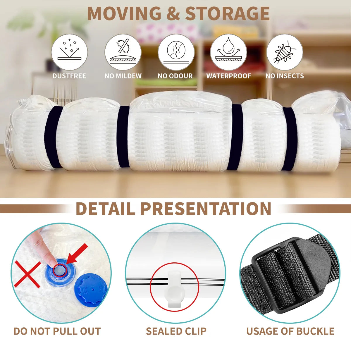 AGALI Twin / Twin XL Mattress Vacuum Bag for Moving & Storage, Airtight, Reusable, Durable Mattress Compression Bag