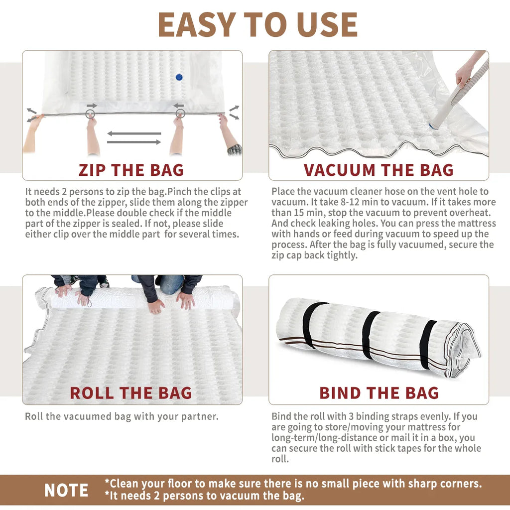 AGALI Twin / Twin XL Mattress Vacuum Bag for Moving & Storage, Airtight, Reusable, Durable Mattress Compression Bag