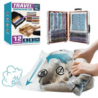 AGALI Compression Vacuum Space Saver Zipper Bags 12 Pack for Food Storage & Organization