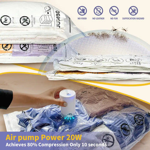 AGALI 12 Pack Space Saver Storage Bags with Electric Pump for Clothes Bedding Comforters