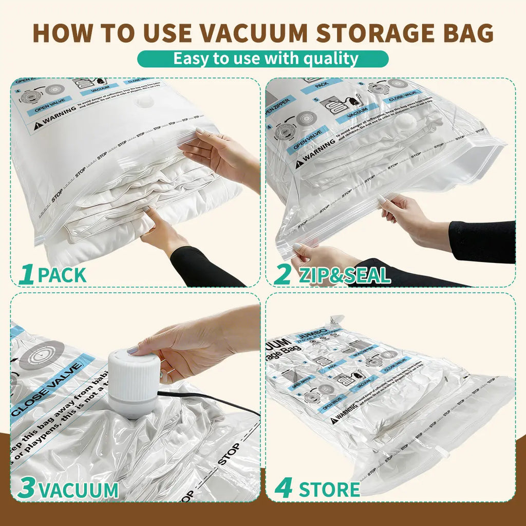 AGALI 10 Pack Jumbo Vacuum Storage Bags with Electric Pump, Space Saver Bag for Clothes, Mattress, Blanket, Duvets, Pillows, Comforters, Travel