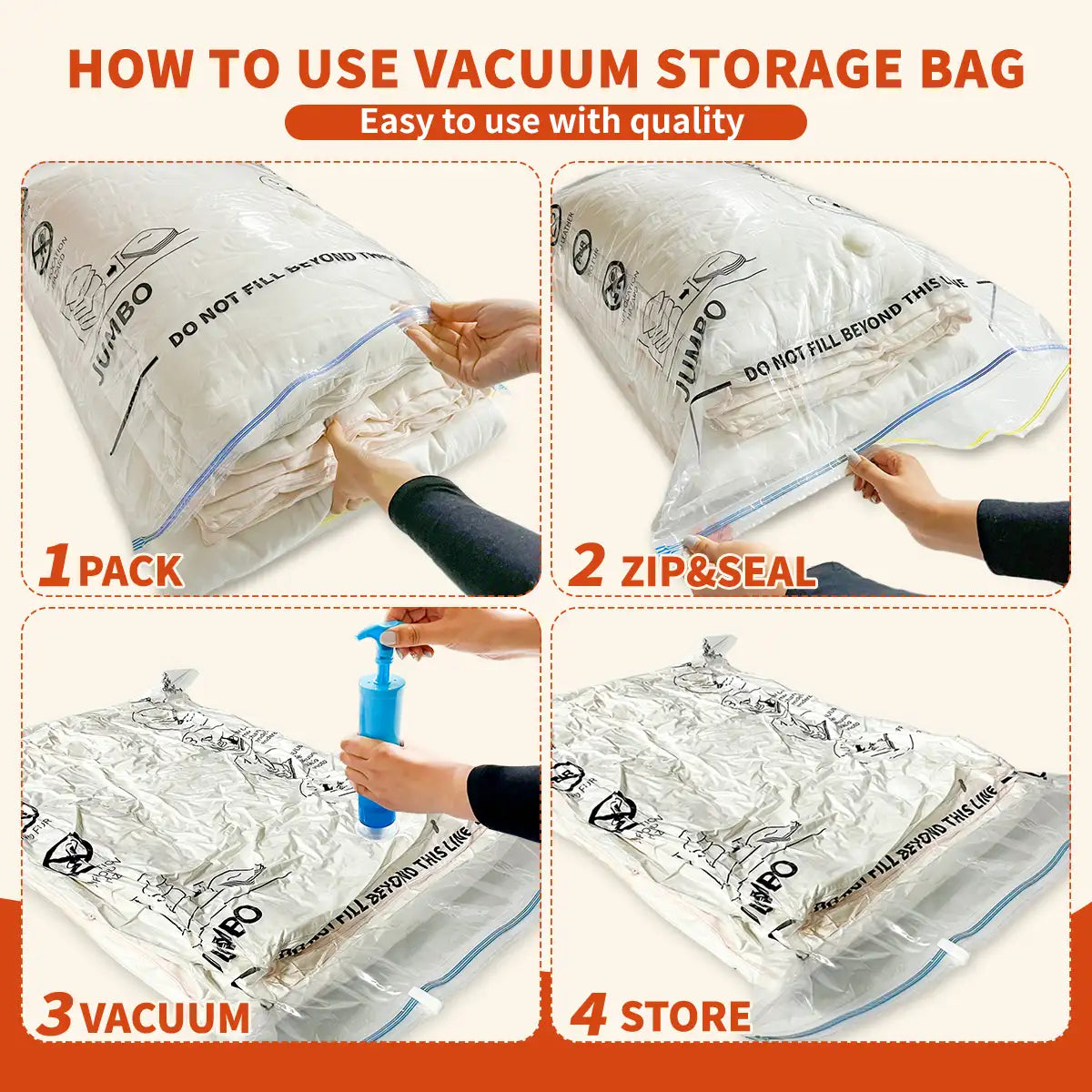 AGALI Large Space Vacuum Storage Bags 10 Jumbo Pack for Clothes Comforters Blankets Bedding