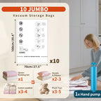 AGALI Large Space Vacuum Storage Bags 10 Jumbo Pack for Clothes Comforters Blankets Bedding