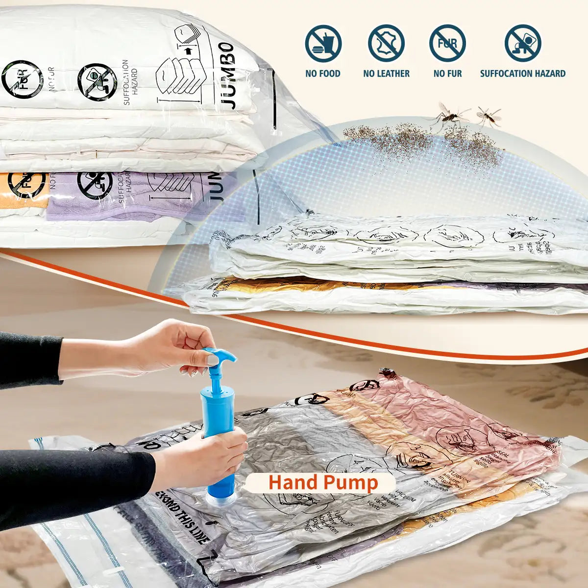 AGALI Large Space Vacuum Storage Bags 10 Jumbo Pack for Clothes Comforters Blankets Bedding