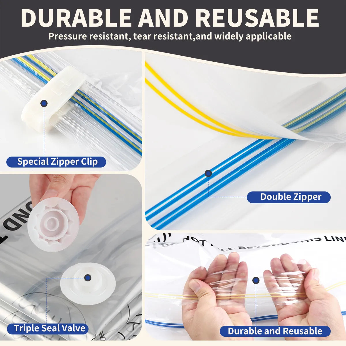 AGALI Vacuum Storage Bags, Airtight Space Saver Bags, 10 Large Pack for Clothes, Comforters, Blankets, Bedding