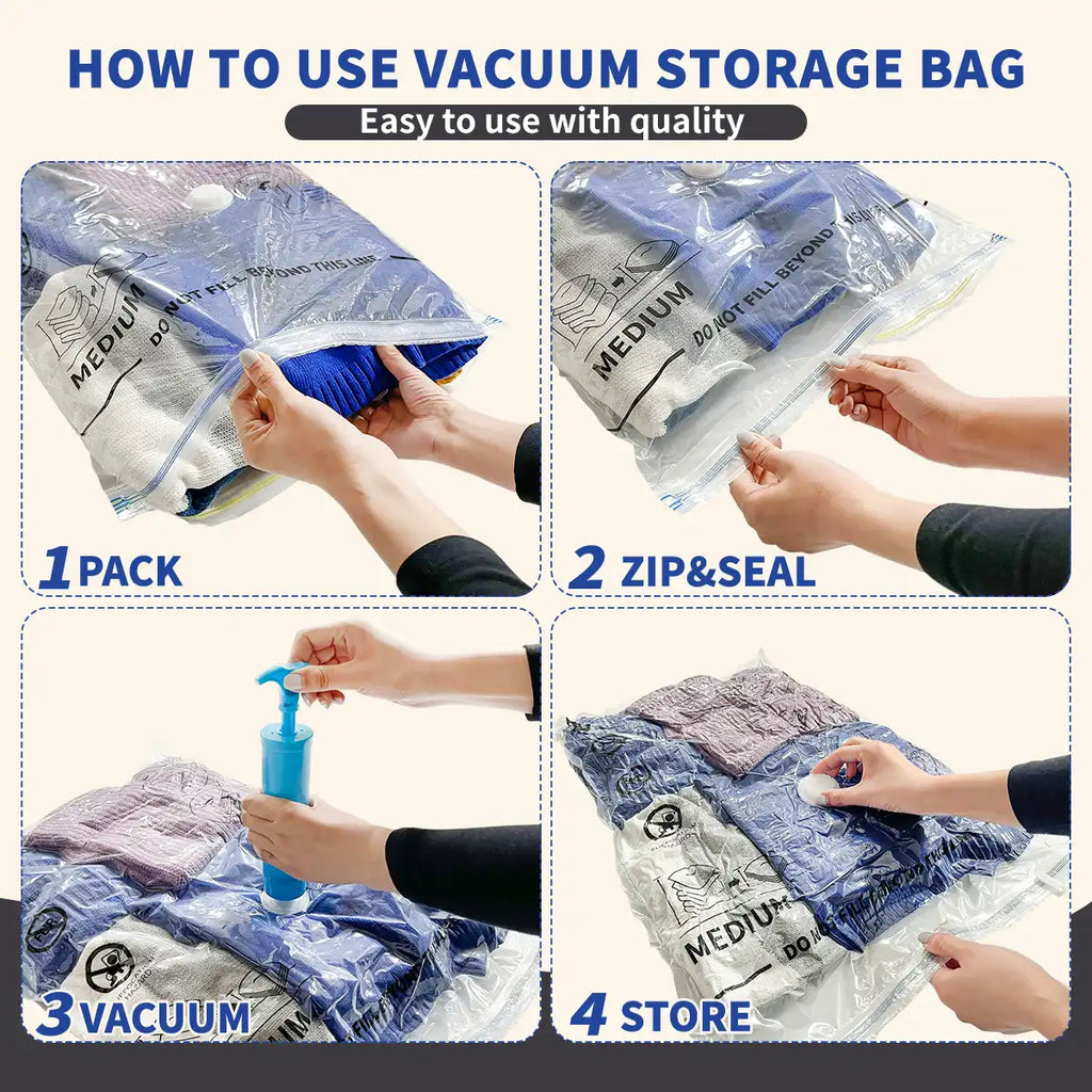 AGALI Vacuum Storage Bags, Airtight Space Saver Bags, 10 Large Pack for Clothes, Comforters, Blankets, Bedding
