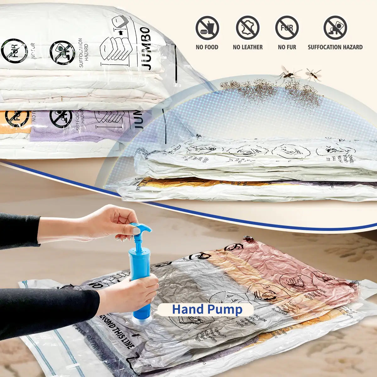 AGALI Vacuum Storage Bags, Airtight Space Saver Bags, 10 Large Pack for Clothes, Comforters, Blankets, Bedding