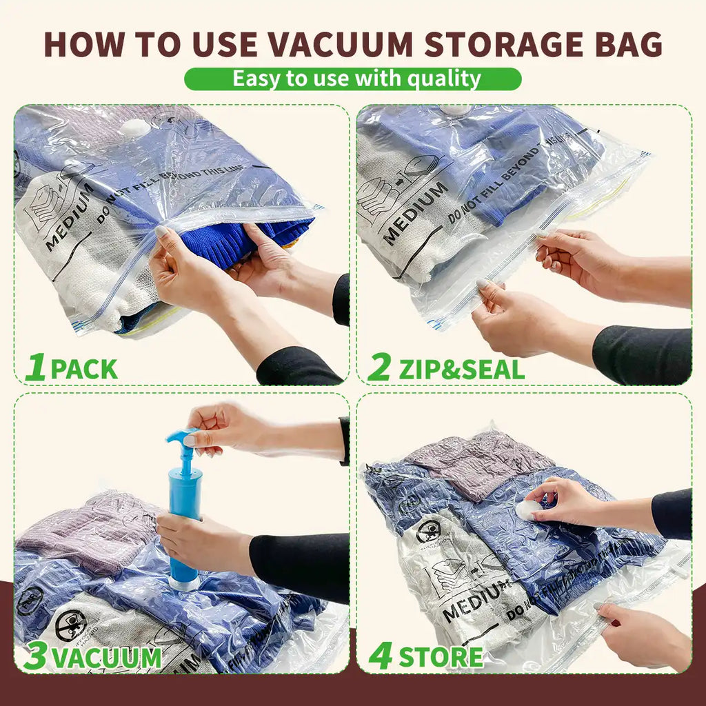 AGALI Vacuum Storage Bags, Airtight Space Saver Bags, 10 Small Pack for Clothes, Comforters, Blankets, Bedding