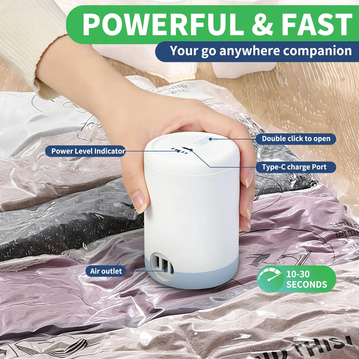 AGALI 12-Pack Vacuum Storage Bags with Electric Pump Included, Space Saver Compression Bags in Mixed Sizes for Clothes, Blankets, Bedding & Travel, Airtight, Waterproof Storage Organizer Set