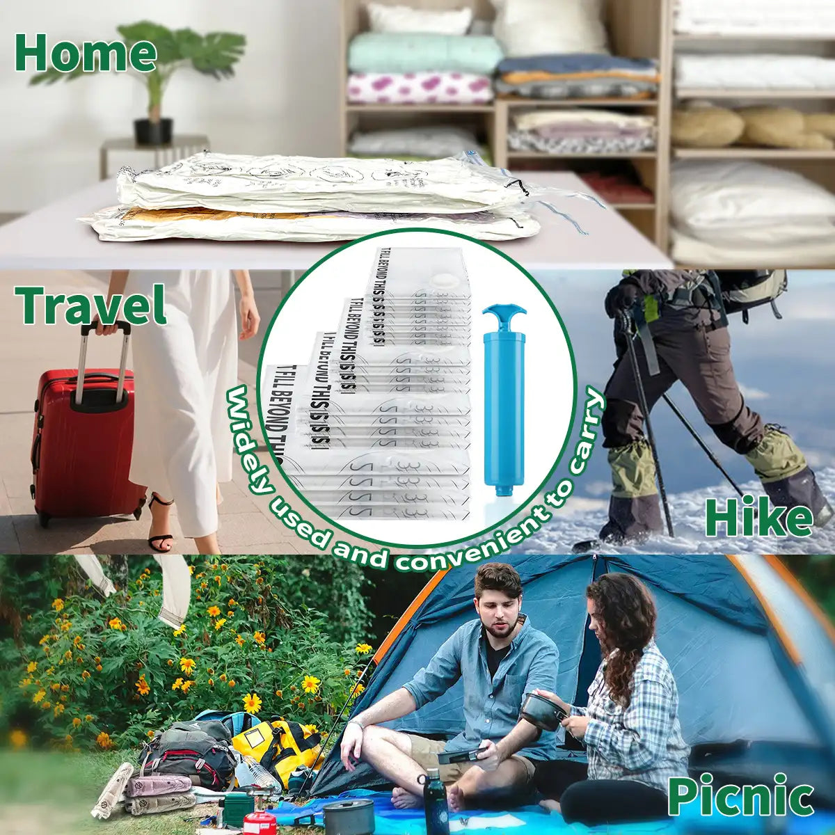 AGALI Transparent Storage Bags 20 Pack with Hand Pump - Space Saving Organizer
