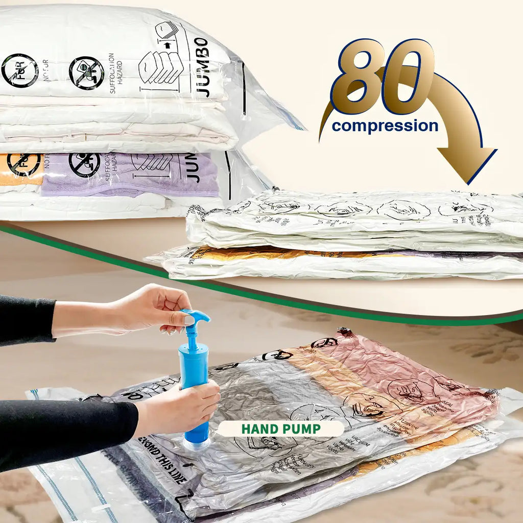 AGALI Transparent Storage Bags 20 Pack with Hand Pump - Space Saving Organizer
