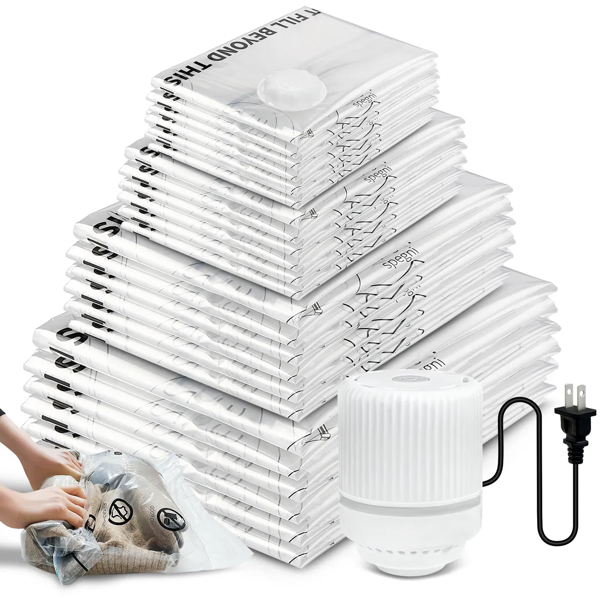 AGALI Vacuum Storage Bags with Electric Pump 30-Pack Space Saver Seal Bags for Clothes Bedding Comforters