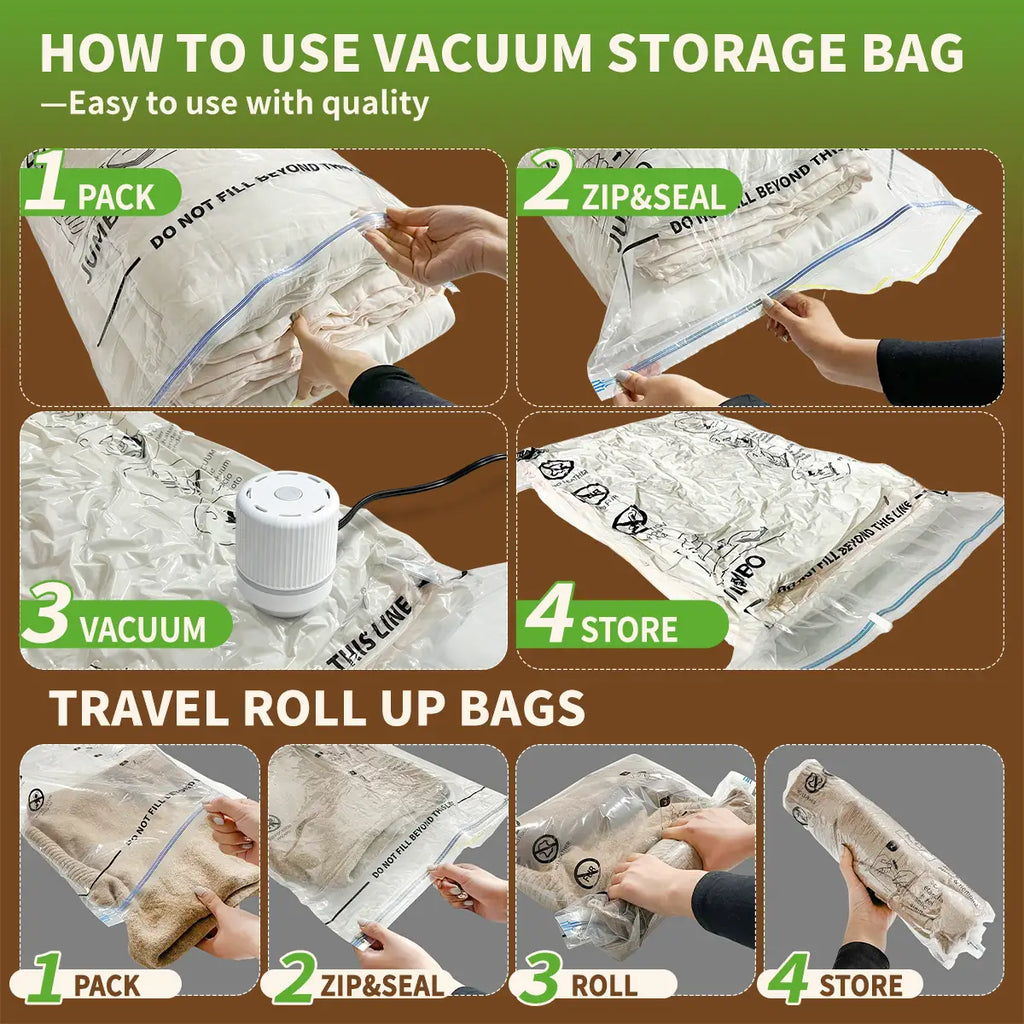 AGALI Vacuum Storage Bags with Electric Pump 30-Pack Space Saver Seal Bags for Clothes Bedding Comforters