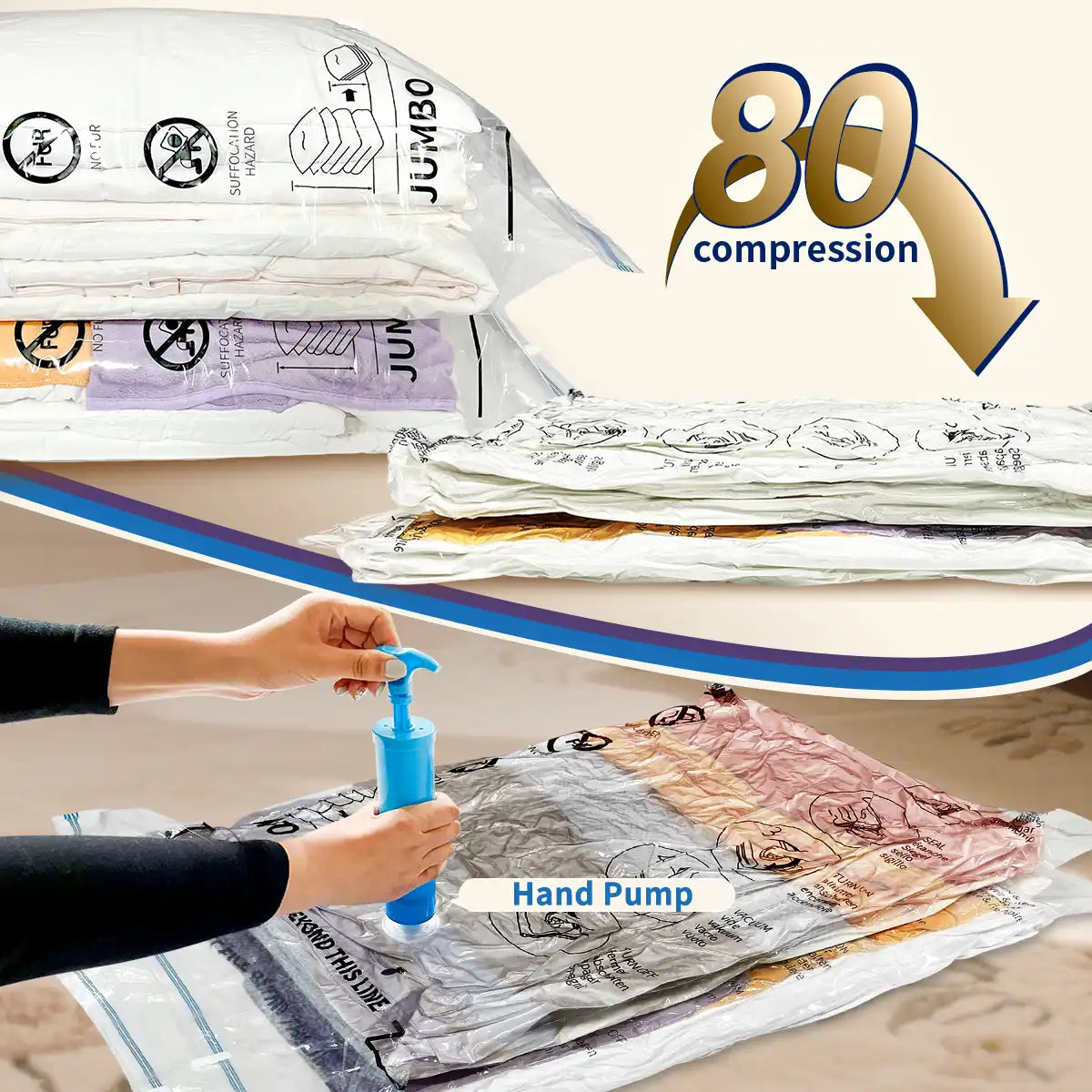 AGALI Vacuum Storage Bags 30 Pack Space Saver for Comforters, Blankets, Clothes, Travel Compression, Airtight, Reusable