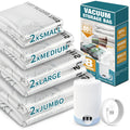 AGALI 8-Pack Vacuum Storage Bags with Electric Pump Included, Space Saver Compression Bags in Mixed Sizes for Clothes, Blankets, Bedding & Travel, Airtight, Waterproof Storage Organizer Set