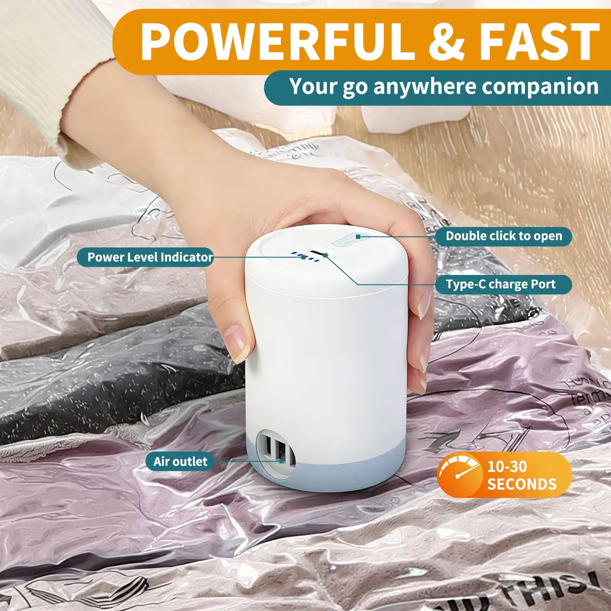 AGALI 8-Pack Vacuum Storage Bags with Electric Pump Included, Space Saver Compression Bags in Mixed Sizes for Clothes, Blankets, Bedding & Travel, Airtight, Waterproof Storage Organizer Set