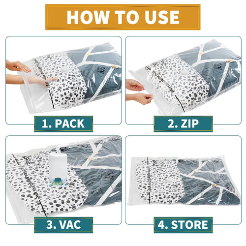 AGALI 8-Pack Vacuum Storage Bags with Electric Pump Included, Space Saver Compression Bags in Mixed Sizes for Clothes, Blankets, Bedding & Travel, Airtight, Waterproof Storage Organizer Set