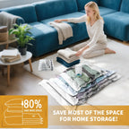 AGALI 8-Pack Vacuum Storage Bags with Electric Pump Included, Space Saver Compression Bags in Mixed Sizes for Clothes, Blankets, Bedding & Travel, Airtight, Waterproof Storage Organizer Set