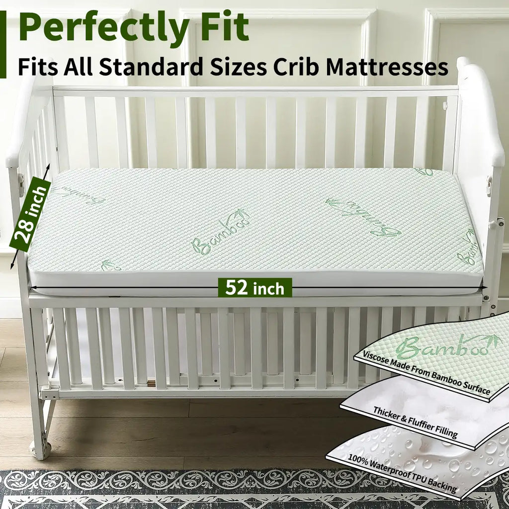 AGALI Waterproof Bamboo Mattress Protector Hypoallergenic Breathable Crib Size 4-13 Inch Pocket 2 Pack