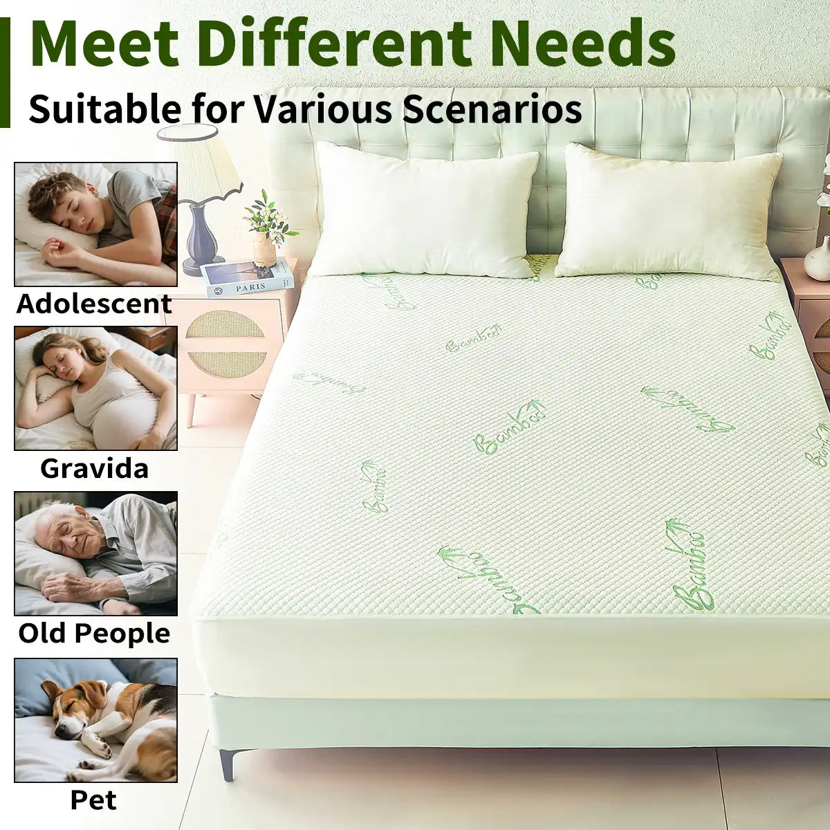 AGALI Waterproof Queen Mattress Protector Viscose from Bamboo 6-18 Inch Deep Pocket