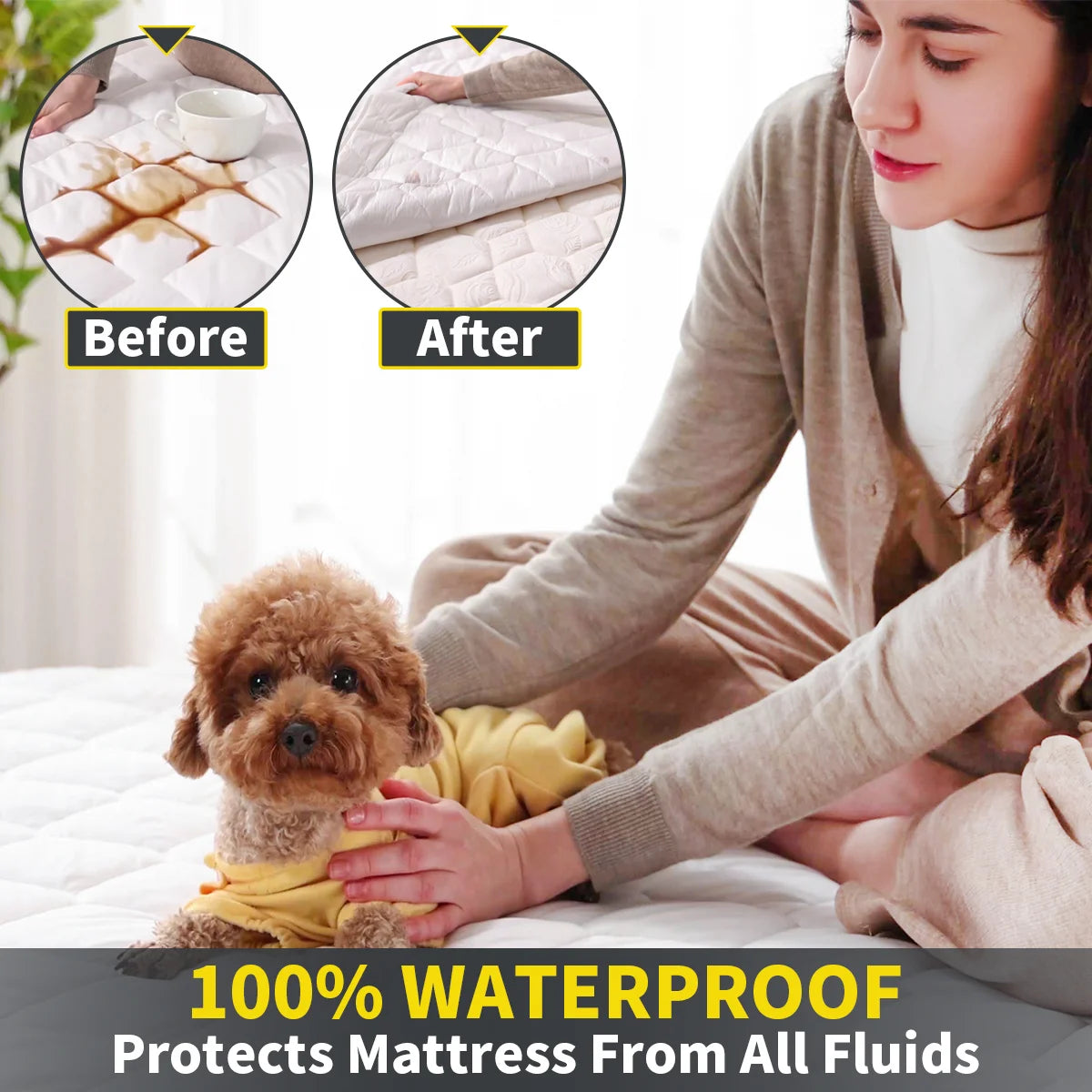 AGALI Waterproof Mattress Protector, Twin Size, Breathable Cooling Cover, Soft Noiseless Washable, Fits 6''-16''
