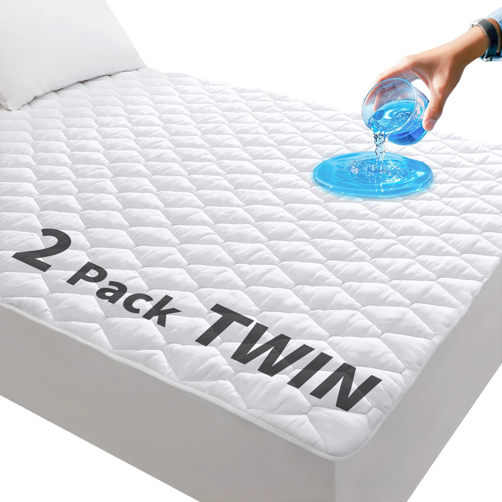 AGALI Waterproof Mattress Protector, Twin Size, Breathable Cooling Cover, Soft Noiseless Washable, Fits 6''-16'', 2 Packs