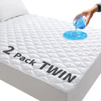 AGALI Waterproof Mattress Protector, Twin Size, Breathable Cooling Cover, Soft Noiseless Washable, Fits 6''-16'', 2 Packs