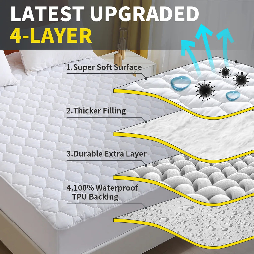 AGALI Waterproof Mattress Protector, Twin Size, Breathable Cooling Cover, Soft Noiseless Washable, Fits 6''-16''