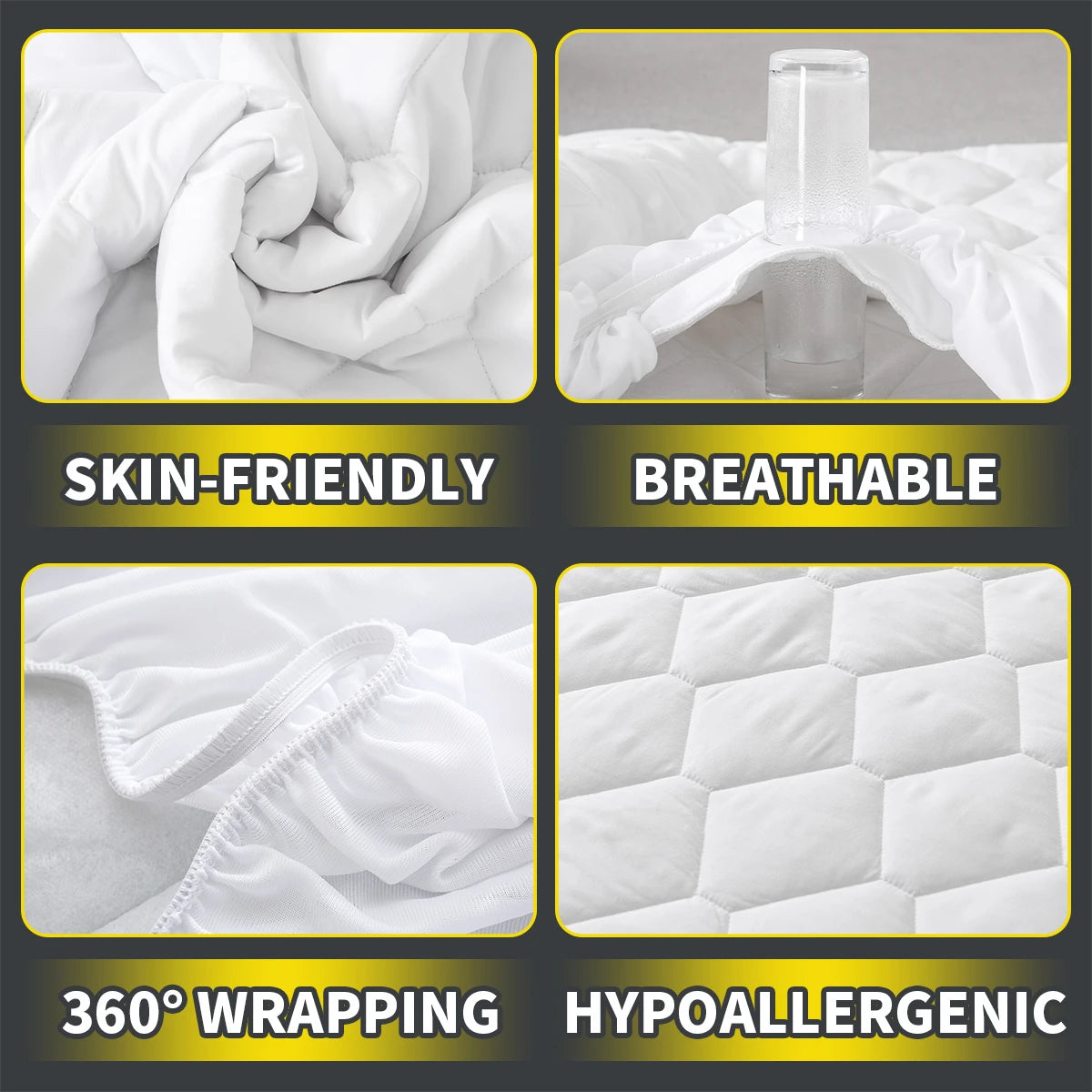 AGALI Waterproof Mattress Protector, Twin Size, Breathable Cooling Cover, Soft Noiseless Washable, Fits 6''-16''