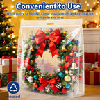 AGALI Extra Large Wreath Storage Bag – 24"x24"x7" Clear Plastic Bag with Handle, 4-Pack, Airtight Seal, Foldable Holiday Decoration Organizer for Christmas, Garland, Ornaments & Seasonal Décor