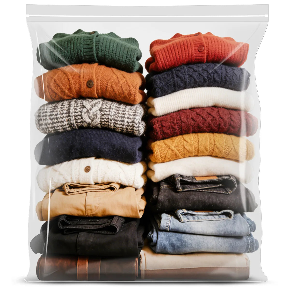 AGALI Adult Extra Large 20 Gallon Zippered Plastic Bags for Storage Closet Organizer, Clear, 12 Count, 12 Pack