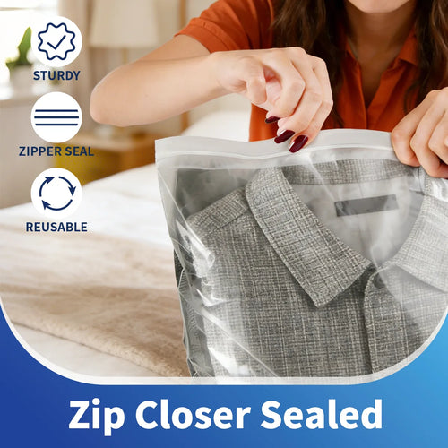 AGALI Adult Extra Large 20 Gallon Zippered Plastic Bags for Storage Closet Organizer, Clear, 12 Count, 12 Pack
